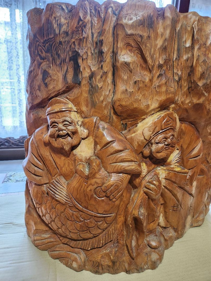 木彫り恵比寿、大黒天　置物