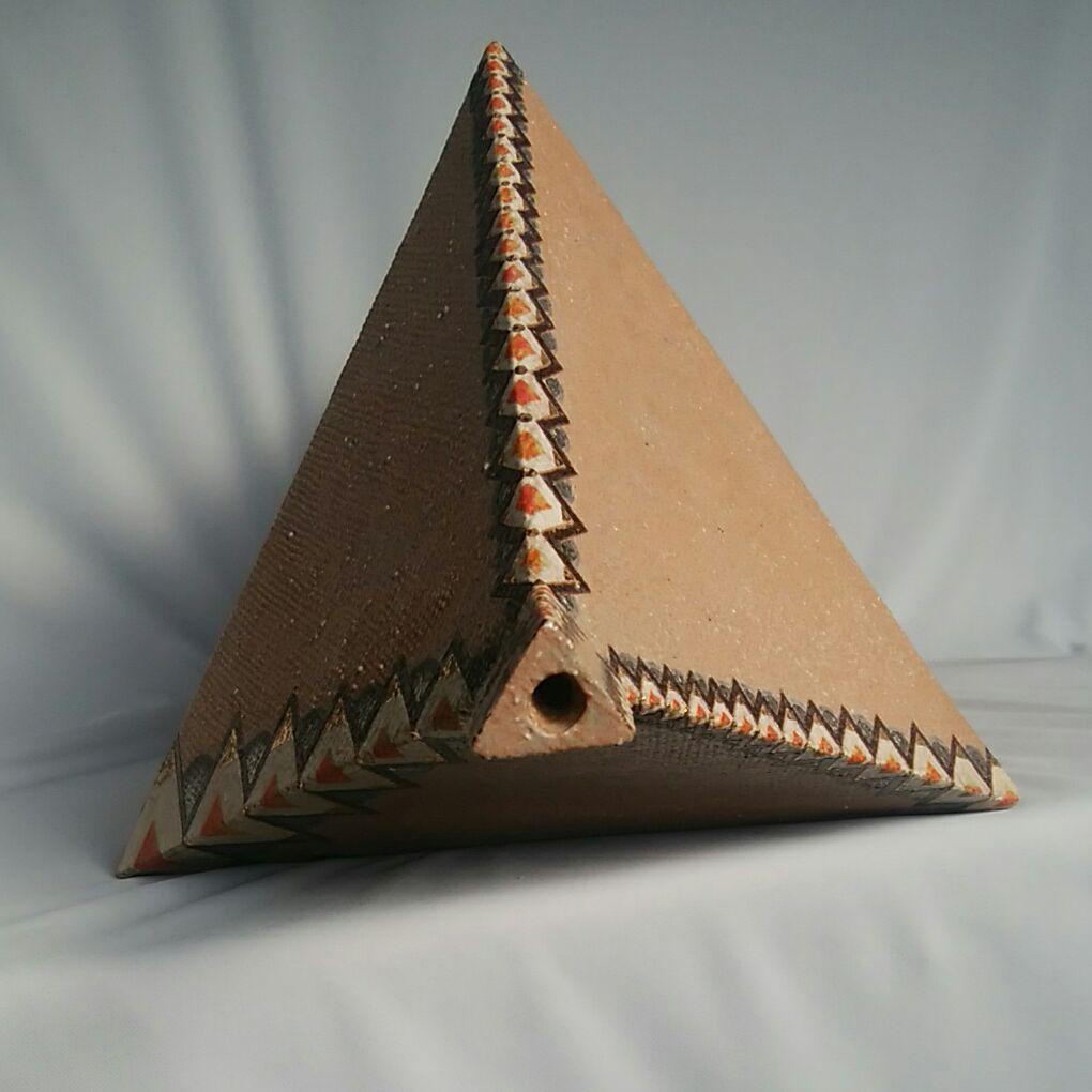 萩焼　中村絵里子　三角柱　扁壺　オブジェ　長期保管品