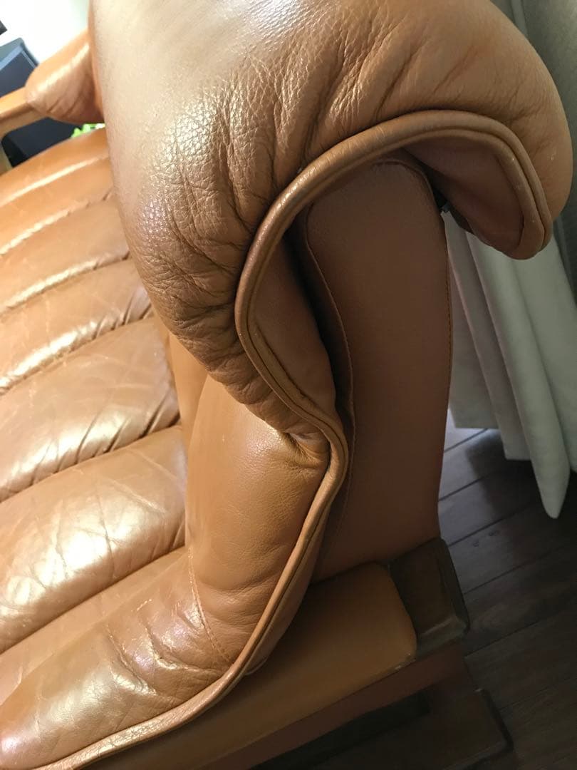 松浦ページ　本革ソファー　長椅子　3人掛け　アンティーク