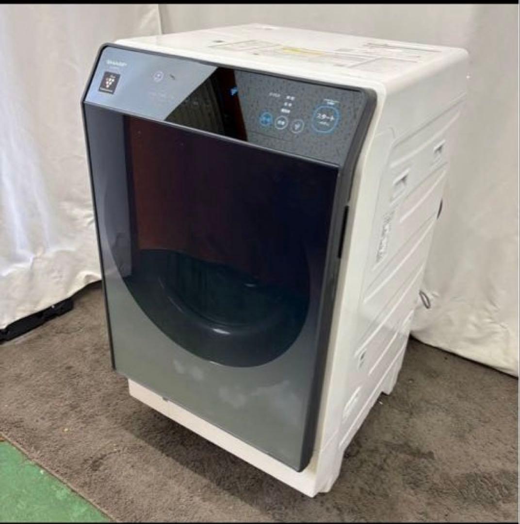 77　設置無料　ドラム式洗濯機　SHARP　11キロ　安い　左開　中古　綺麗