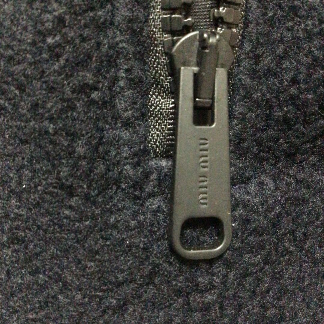 美品miu miu ネイビー ジップアップジャケット　フリース　ミュウミュウ