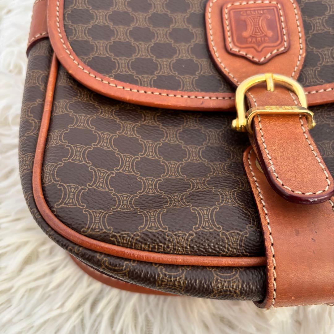 鑑定済美品セリーヌCELINEマカダム柄ショルダーバッグ ヴィンテージトリオンフ