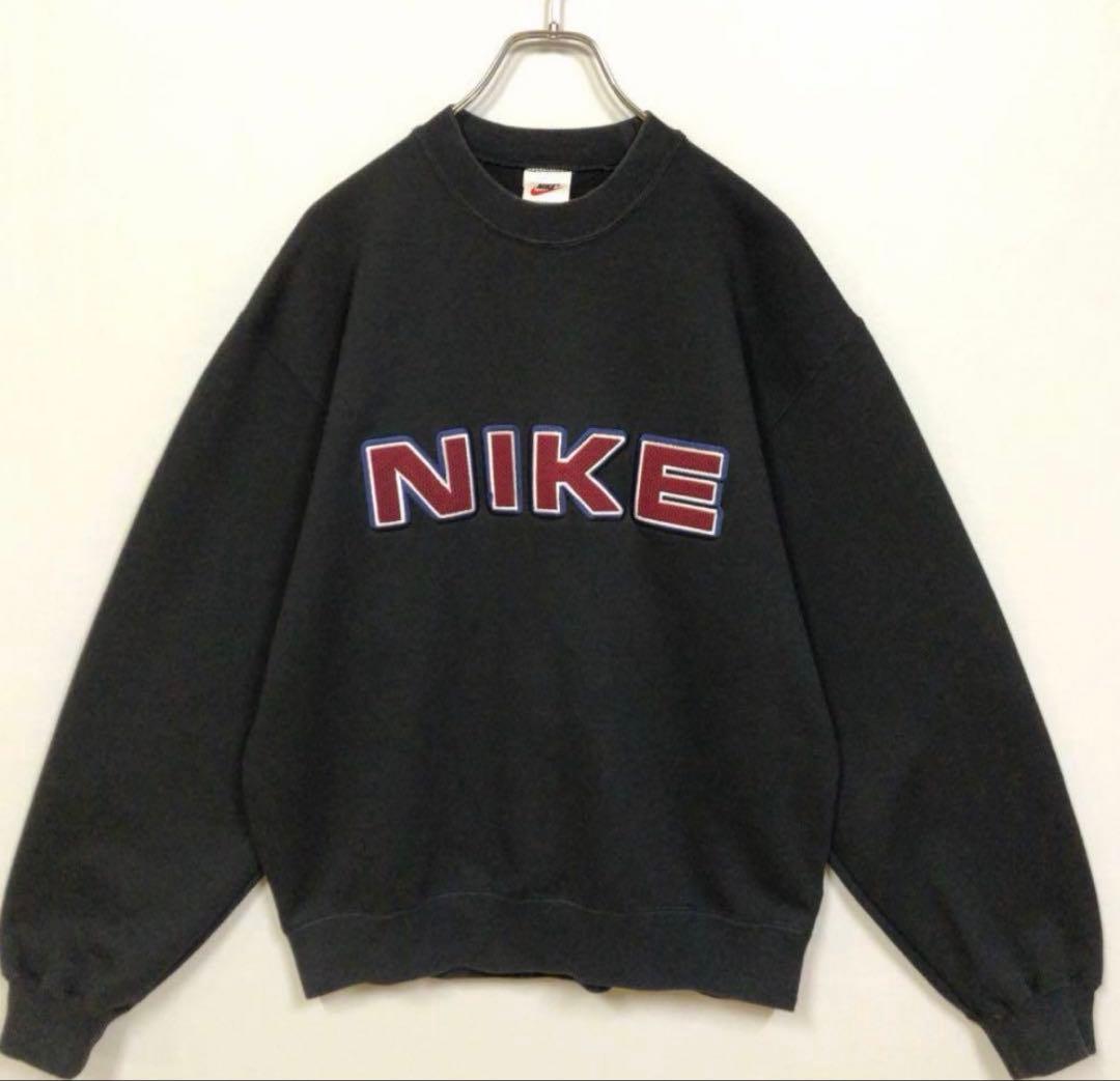 【希少】NIKE スウェット 90s 銀タグ 刺繍ロゴ スウォッシュ 太アーム