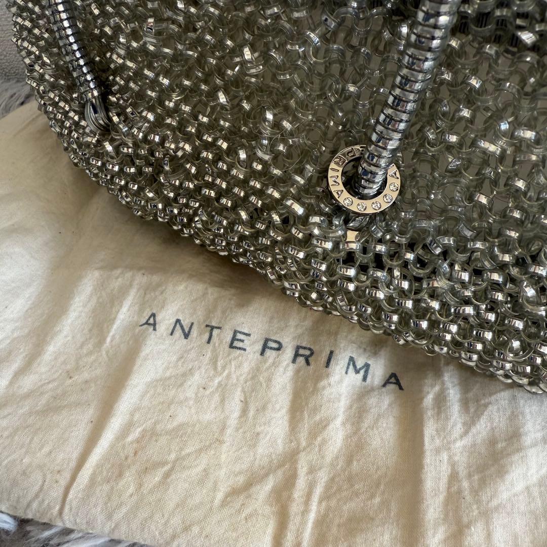 美品 ANTEPRIMA ミニボストンバッグ ワイヤー 袋付 シルバー