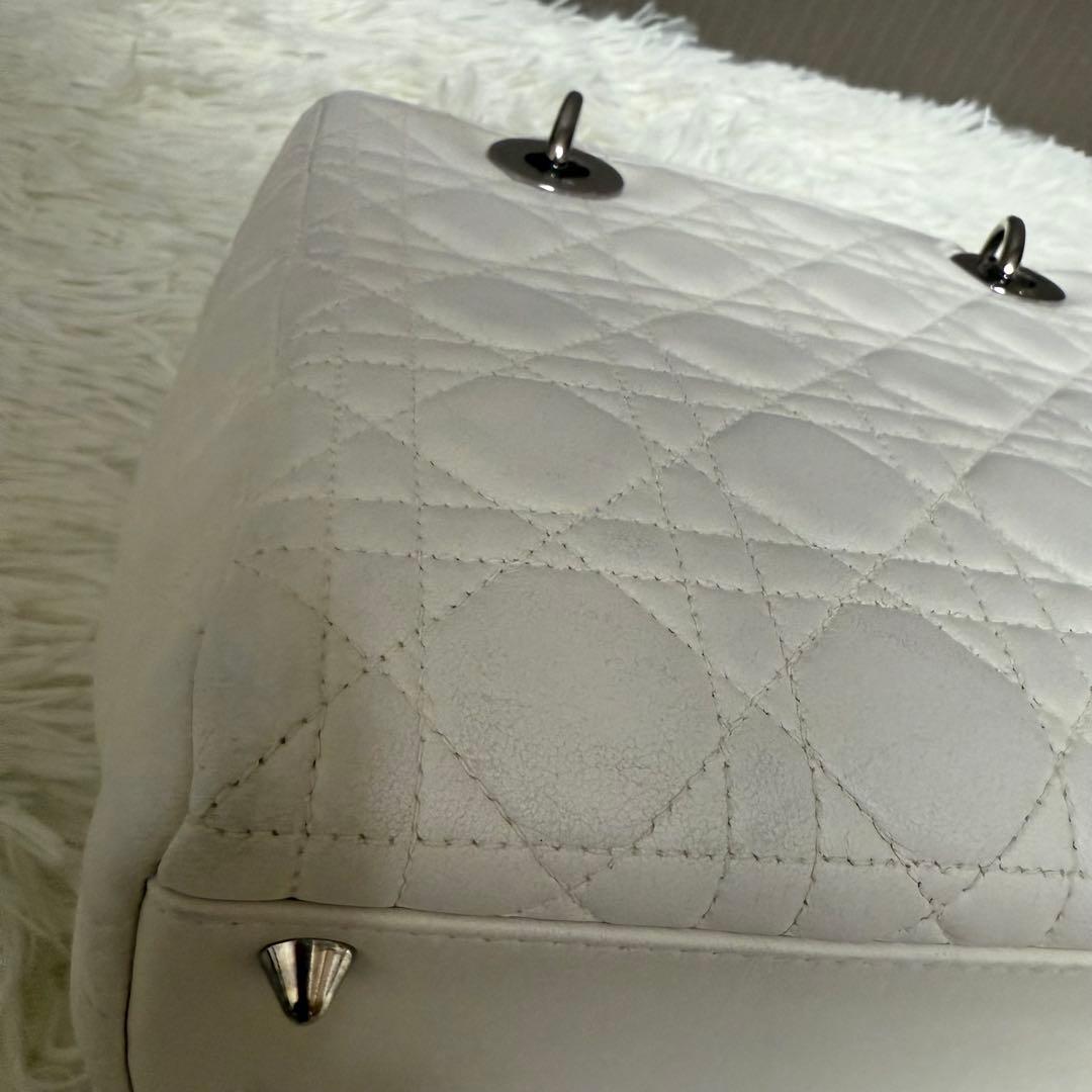 Dior レディディオール カナージュ ハンドバッグ ホワイト 白
