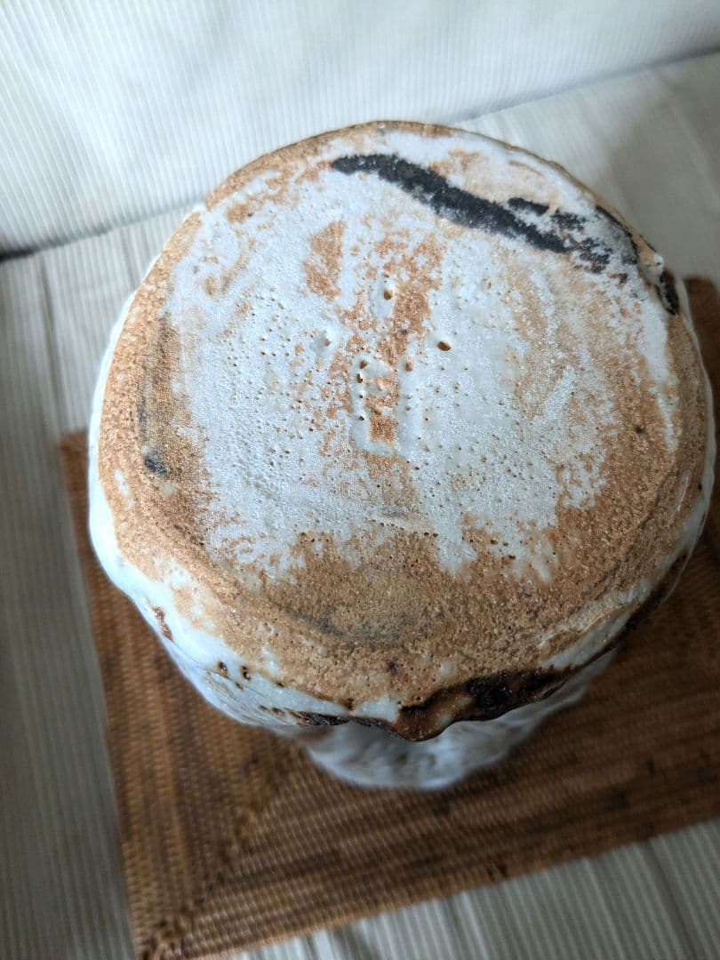 加藤春鼎 鼠志野　円筒花入　花器　花瓶 志野　大型　作家もの