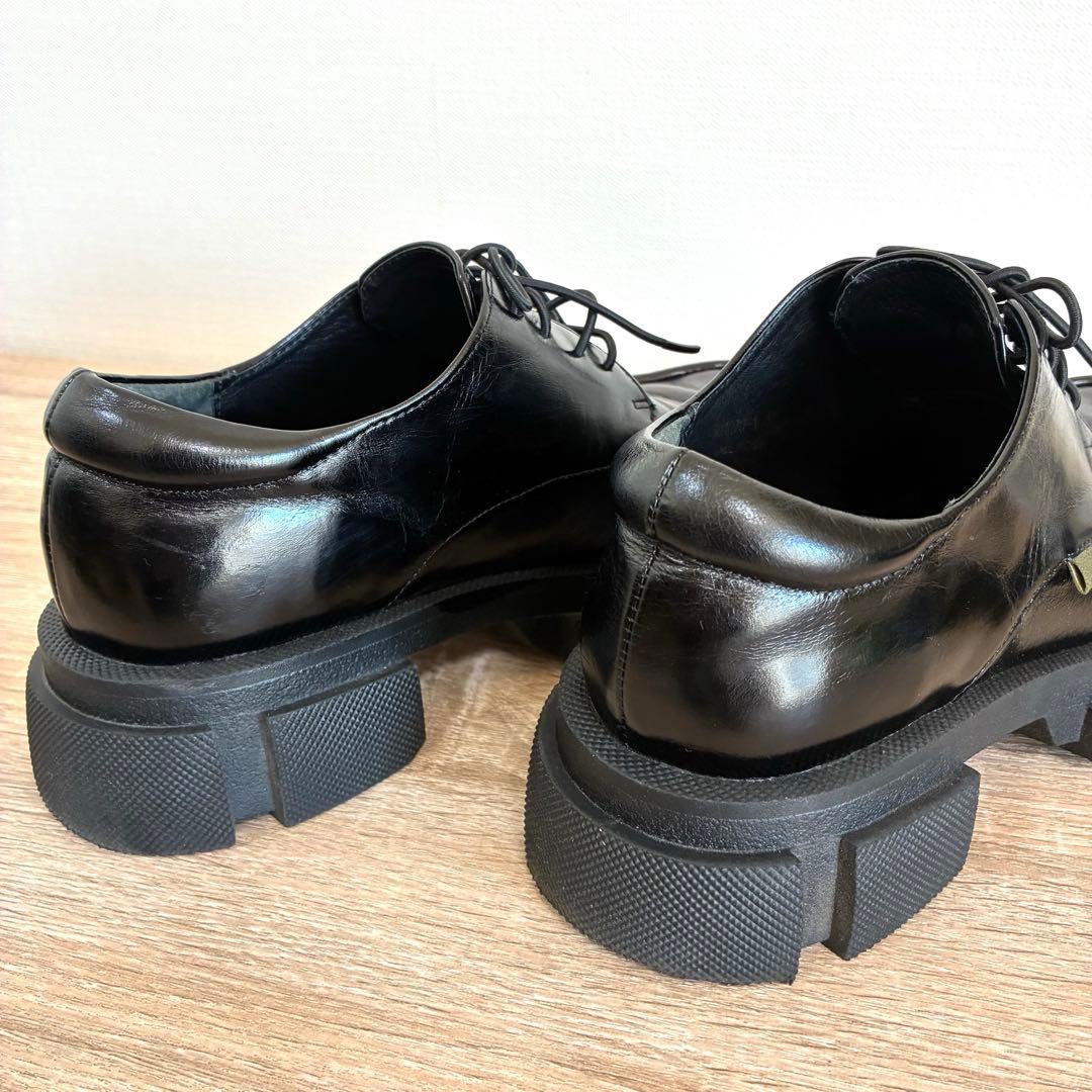 MANA マナ 23.5cm レースアップ ローファー 厚底 ブラック