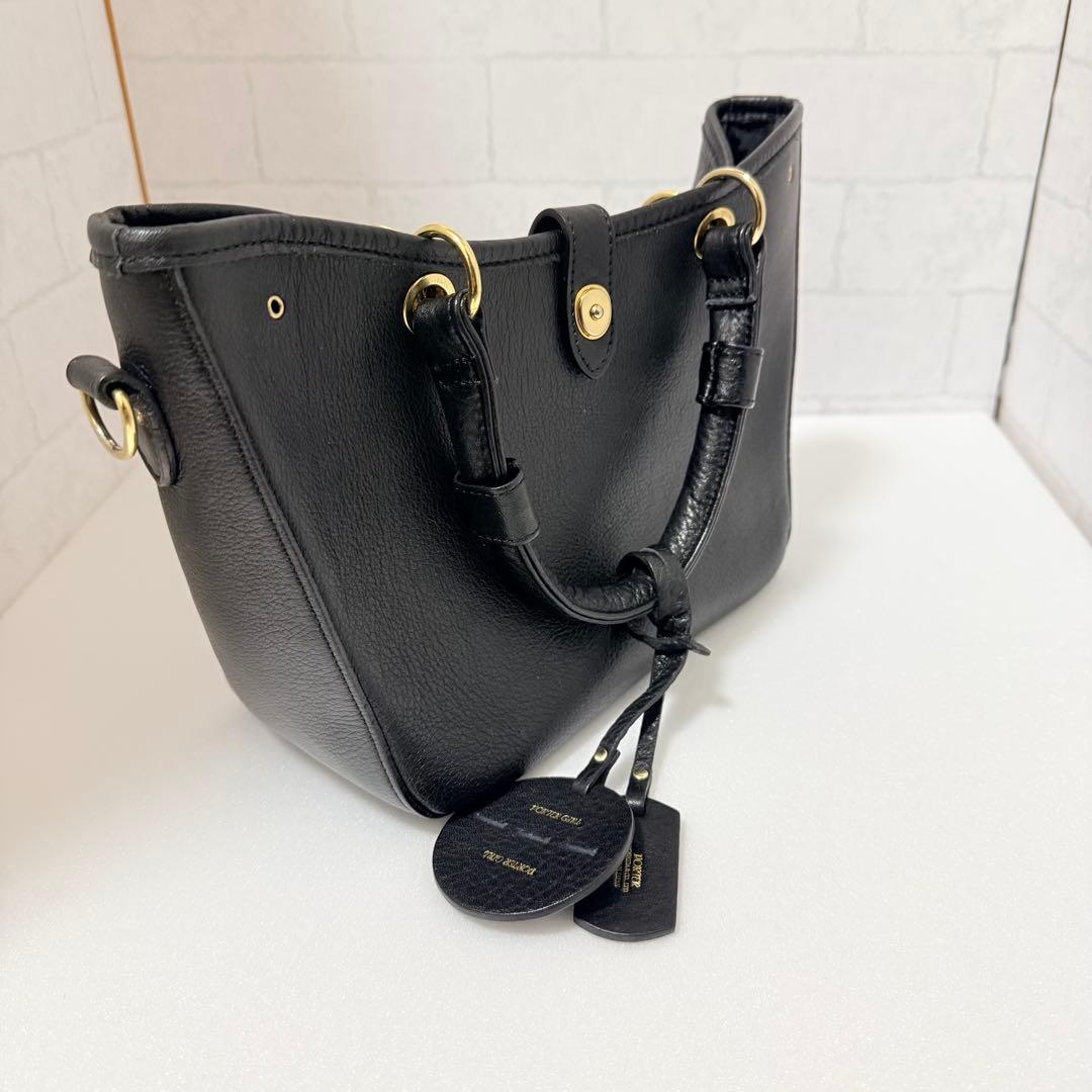 新品同様 ポーター ミニアチュール 2way ハンドバッグ ブラック レザー