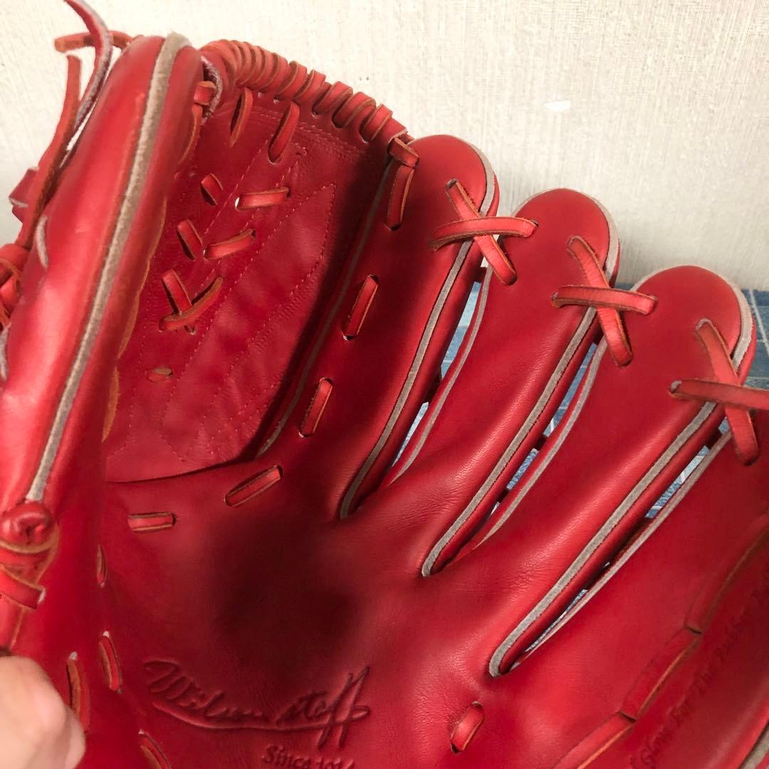 Wilson 赤 軟式グローブ 投手 ピッチャー ウィルソン 美品 レッド