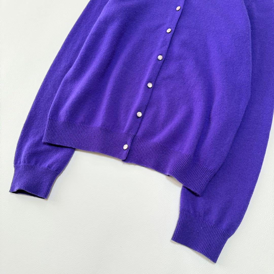 極美品 ドゥロワー カシミヤ100% クルーネック カーディガン バイオレット