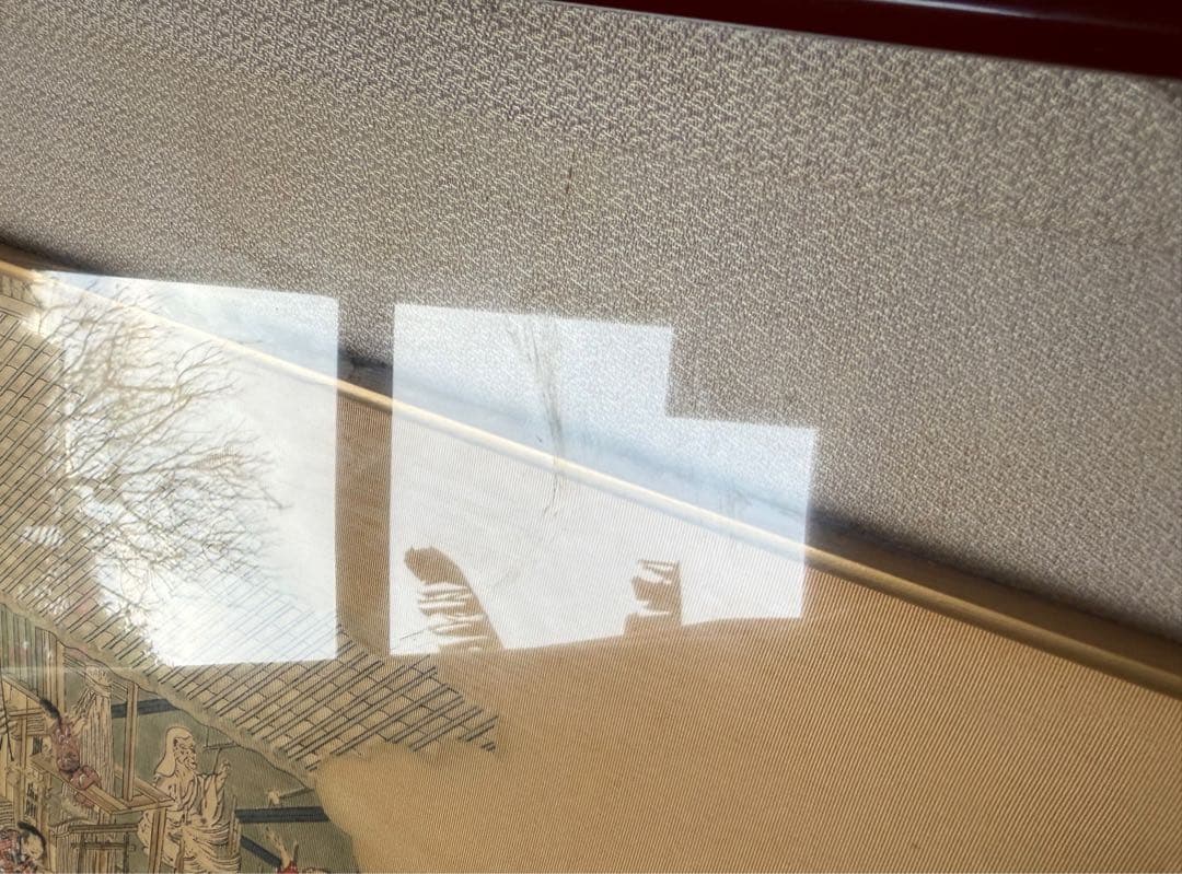 京都で見つけたヴィンテージ　江戸時代 浮世絵　絹　額入り