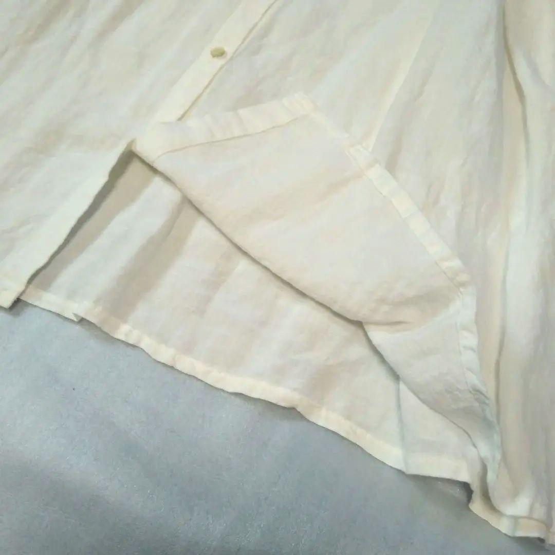 タグ付き　ネストローブ　リネン近江晒しラッフル袖2wayブラウス 　白