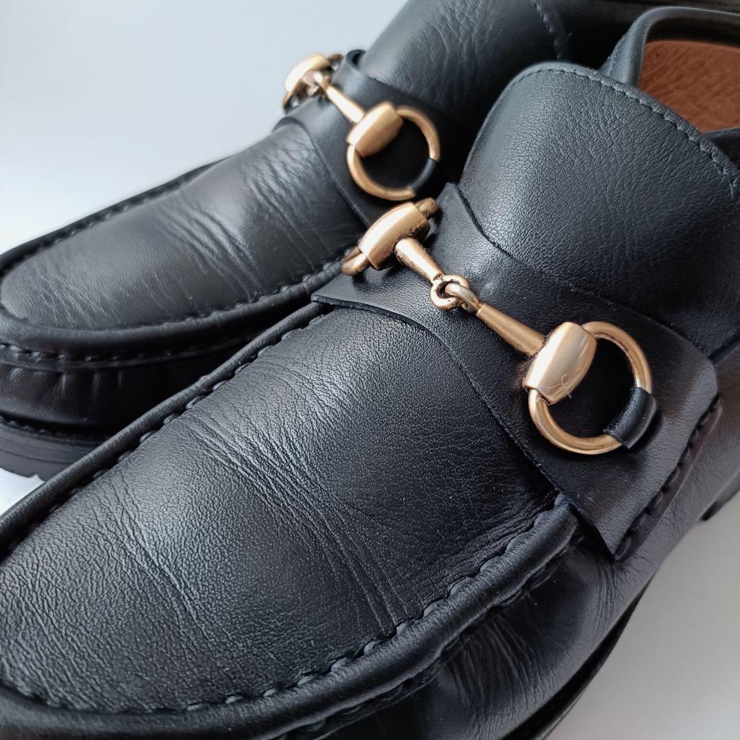 GUCCI グッチ ゴールドホースビットミドルローファー 61/2B