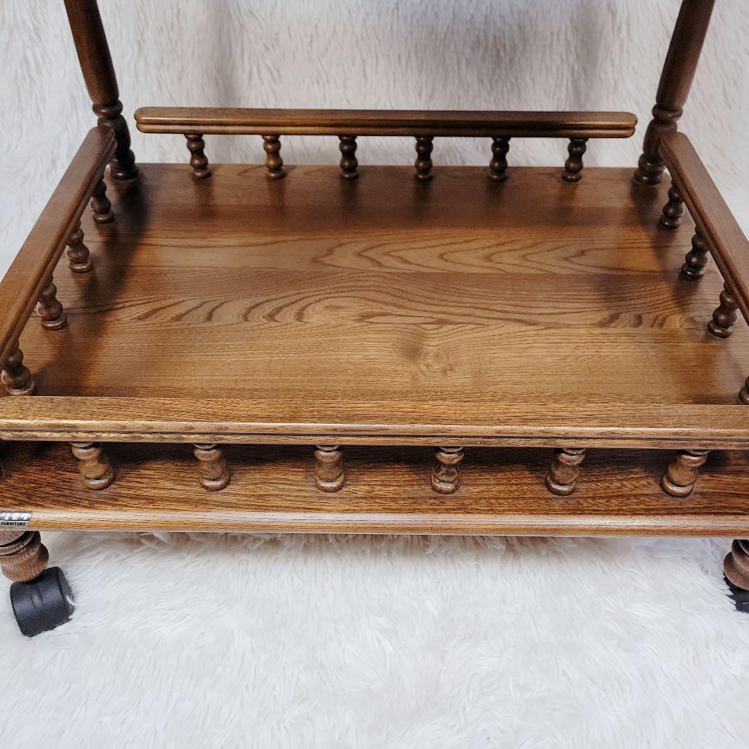激レア レトロ✨オールド カリモク 木製 キッチンワゴン　キャスター付　2段