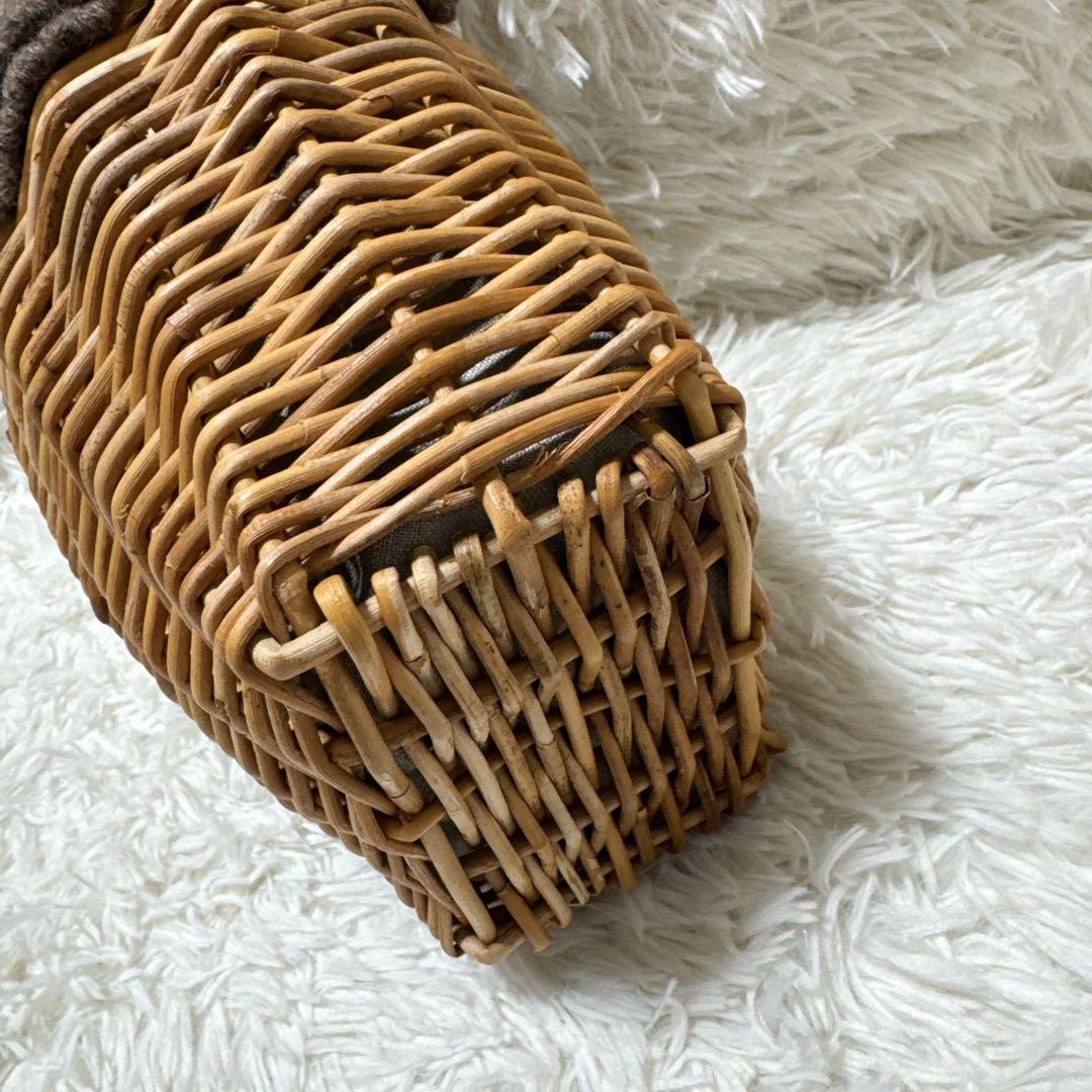 超希少！ 美品✨ エバゴス かごバッグ 紅藤 鏡付き ウール 被せハンドル