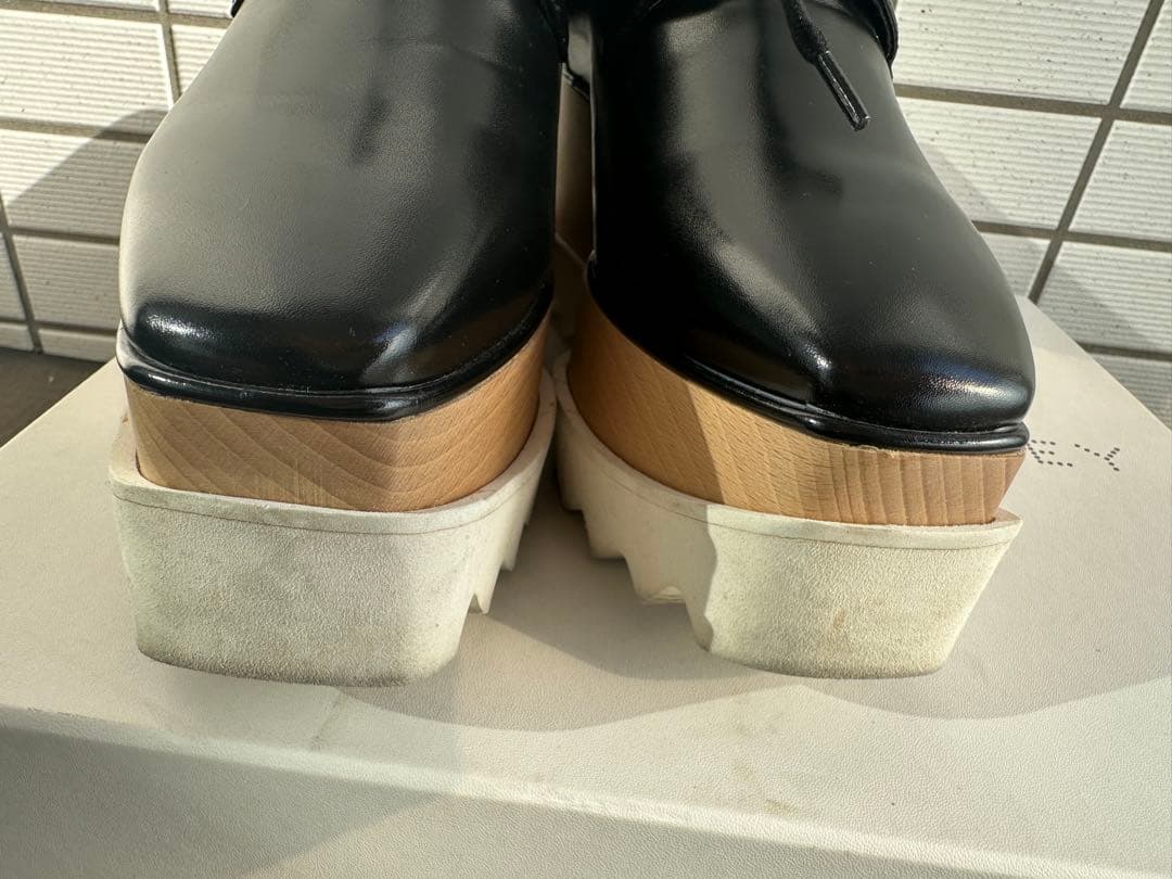 ステラマッカートニー エリス 35.5 黒 レザー 厚底 レースアップシューズ