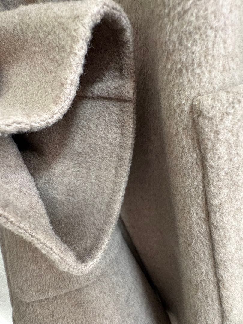 Spick&Span ノーカラーリバーコート　ベージュ　ウール　ミディアムコート