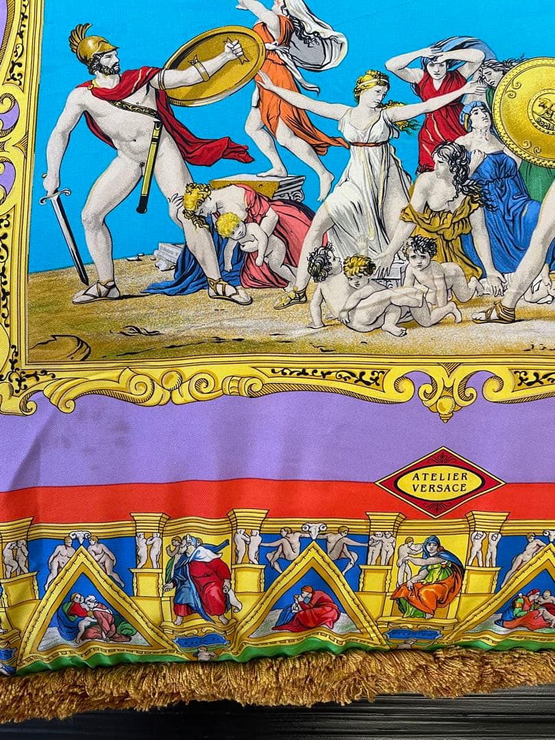 レア貴重‼︎ 価値ある ヴェルサーチ 超特大フリンジ付　 古代ローマ調