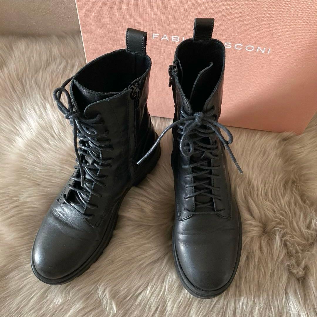 ファビオルスコーニ＊トラックソール レースアップ 編み上げサイドジップブーツ36