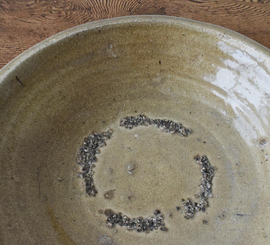 江戸中期 信楽焼 灰釉 大石皿 /瀬戸 常滑 備前 六古窯 古道具 古陶器