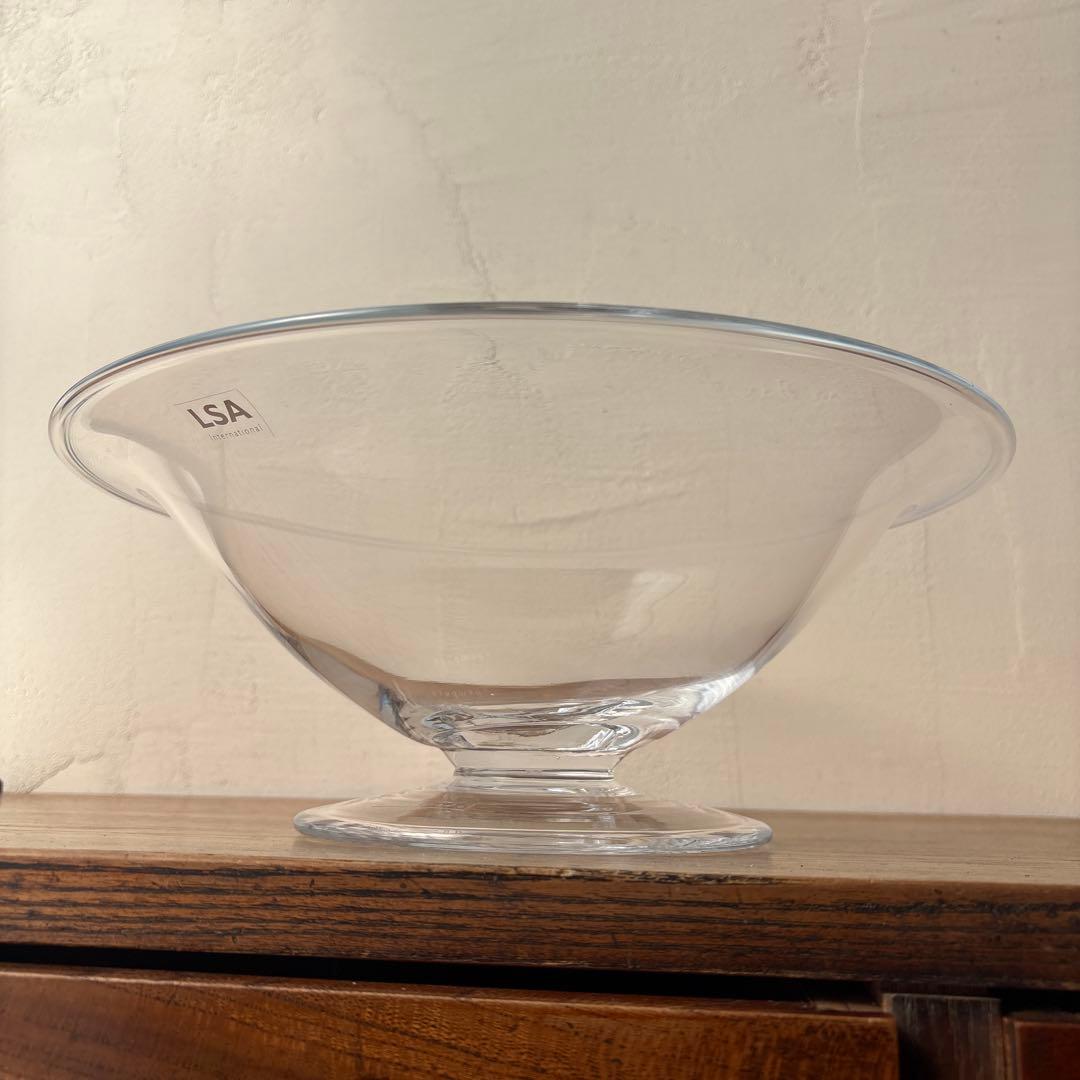 LSA ポーランド ハンドメイド ガラス 脚つきコンポート 大型 花器