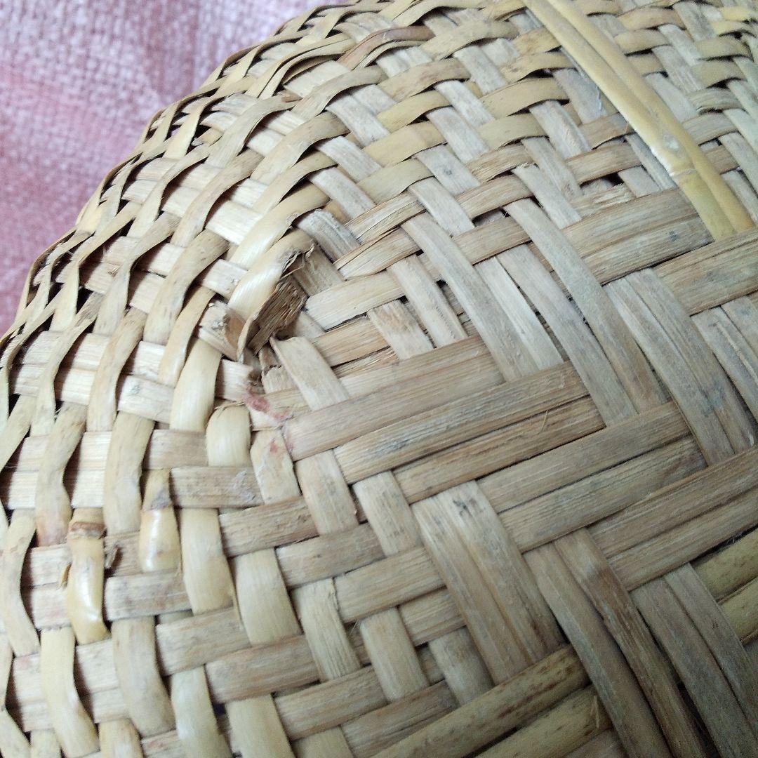 アンテーク、昭和、竹製品大きな深いざる