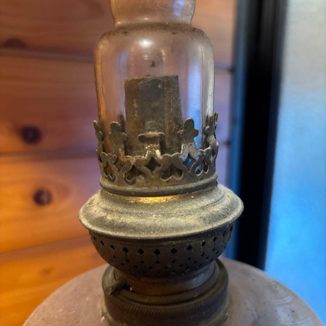 アンティークオイルランプ クリーム色