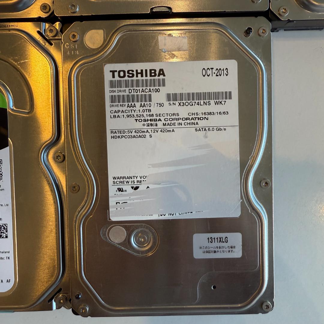1TB HDD 11台セット WD, Toshiba,Seagate