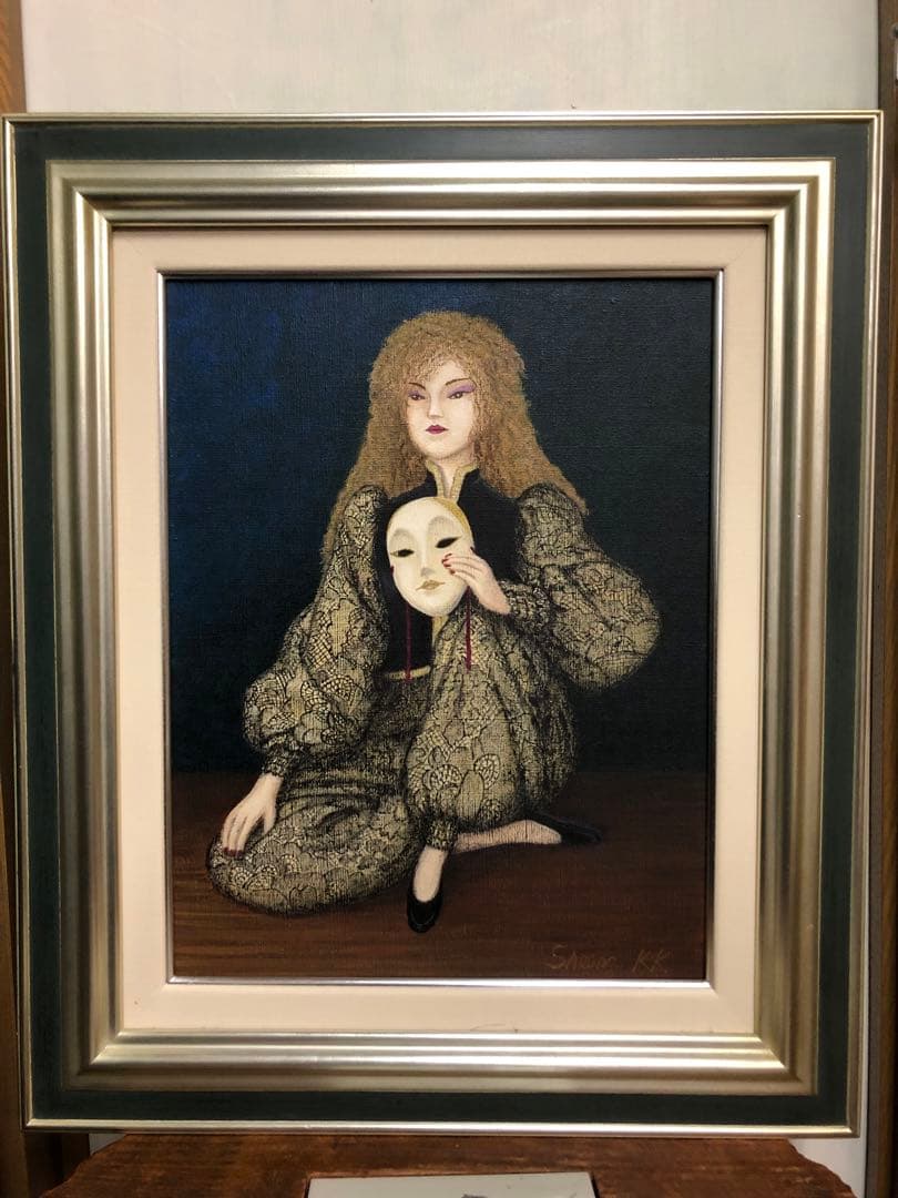 絵画　自作　アクリル　F6号　キャンバス　ピエロ　人形　アート　インテリア