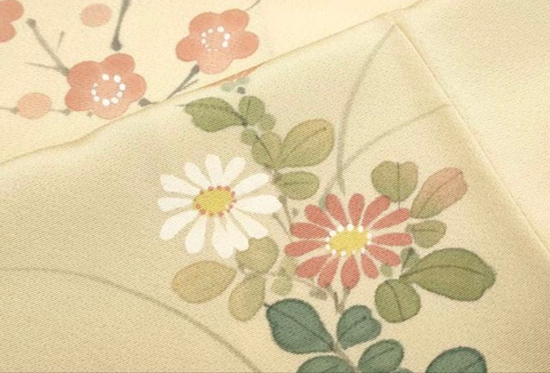 専用　4点フルセット　正絹訪問着　袋帯　帯揚げ　帯締め　手描き