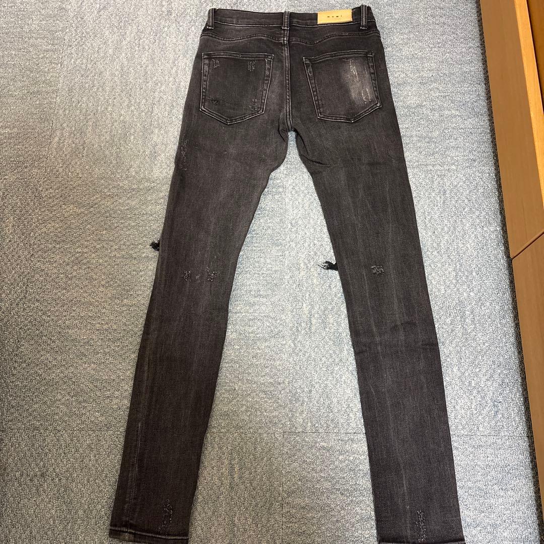 mnml ダメージスキニーデニム 29 ブラック スリムフィット