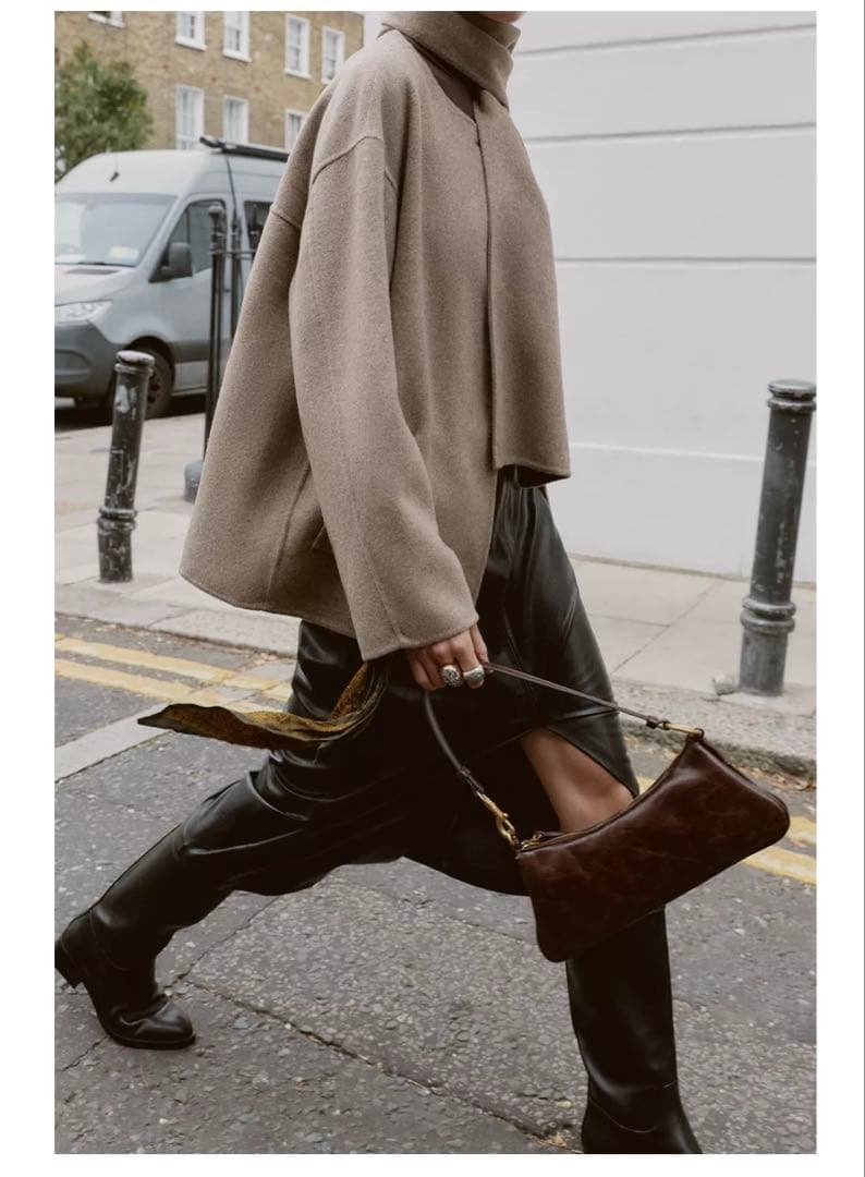 ZARA 新品未使用　ウールショートスカーフ付コート　ベージュ