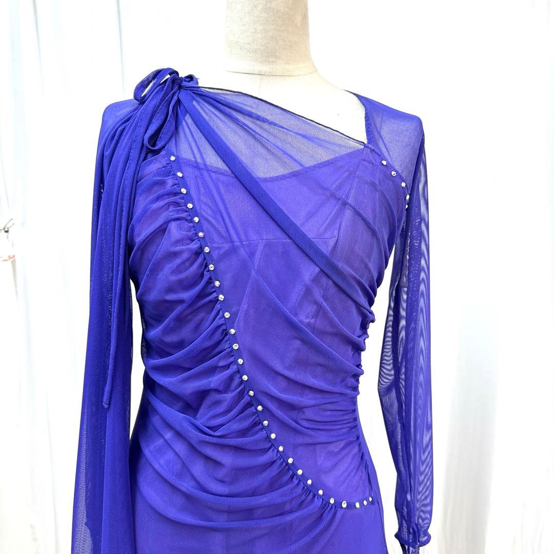 6239★M 紫 スワロフスキー スタンダードドレス 社交ダンス