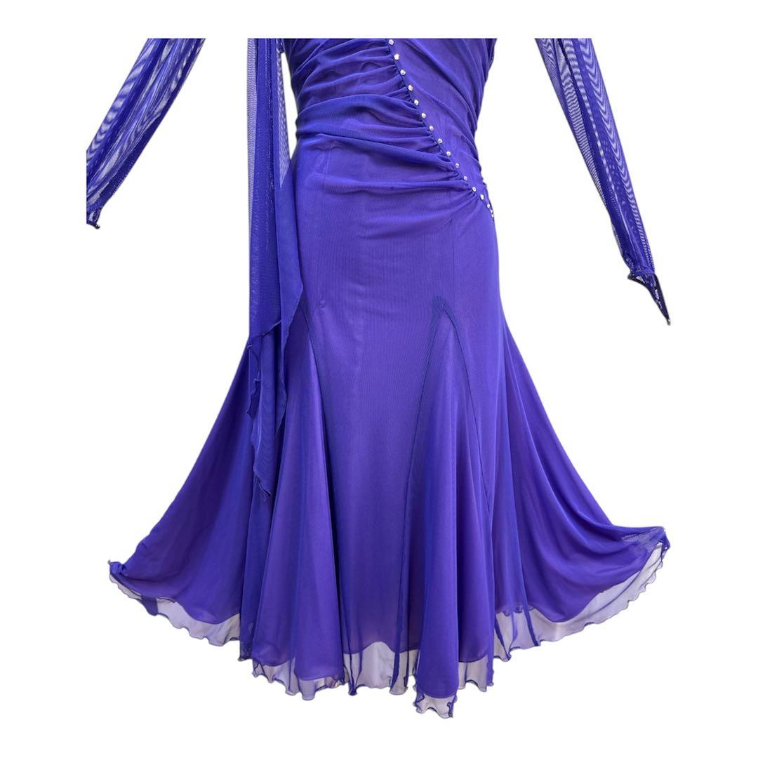 6239★M 紫 スワロフスキー スタンダードドレス 社交ダンス