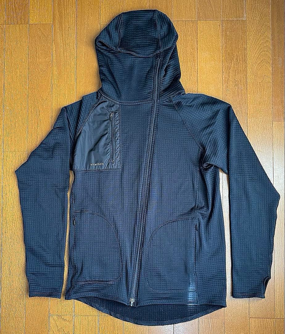 charbon GRID FLEECE HOODIE 黒 L ランニング