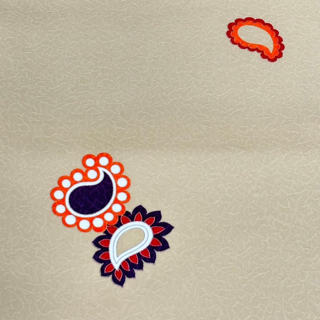 こ*ら様 希少サイズ　小紋　袷　正絹　黄粉色ペイズリー柄　身丈172裄71.5ト