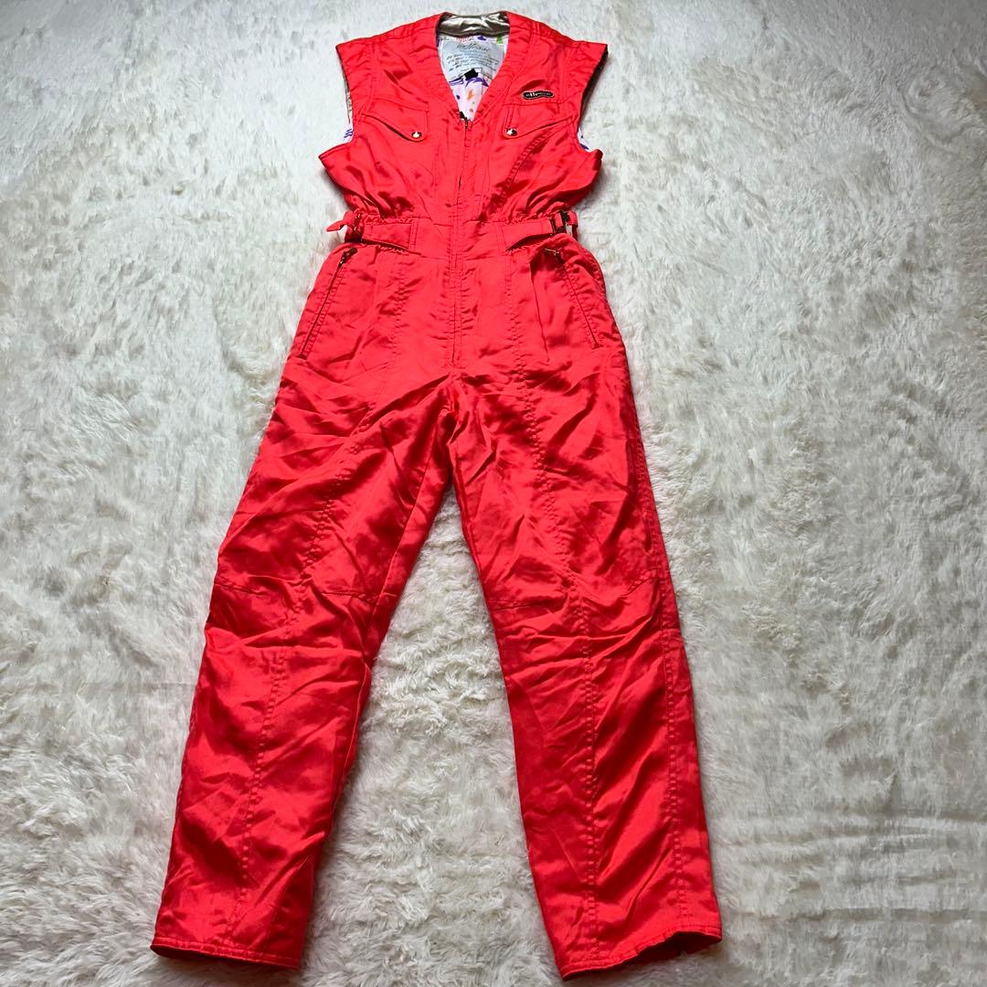 Ellesse スキーウェア スノボ 上下セット 金ボタンバックル オレンジ