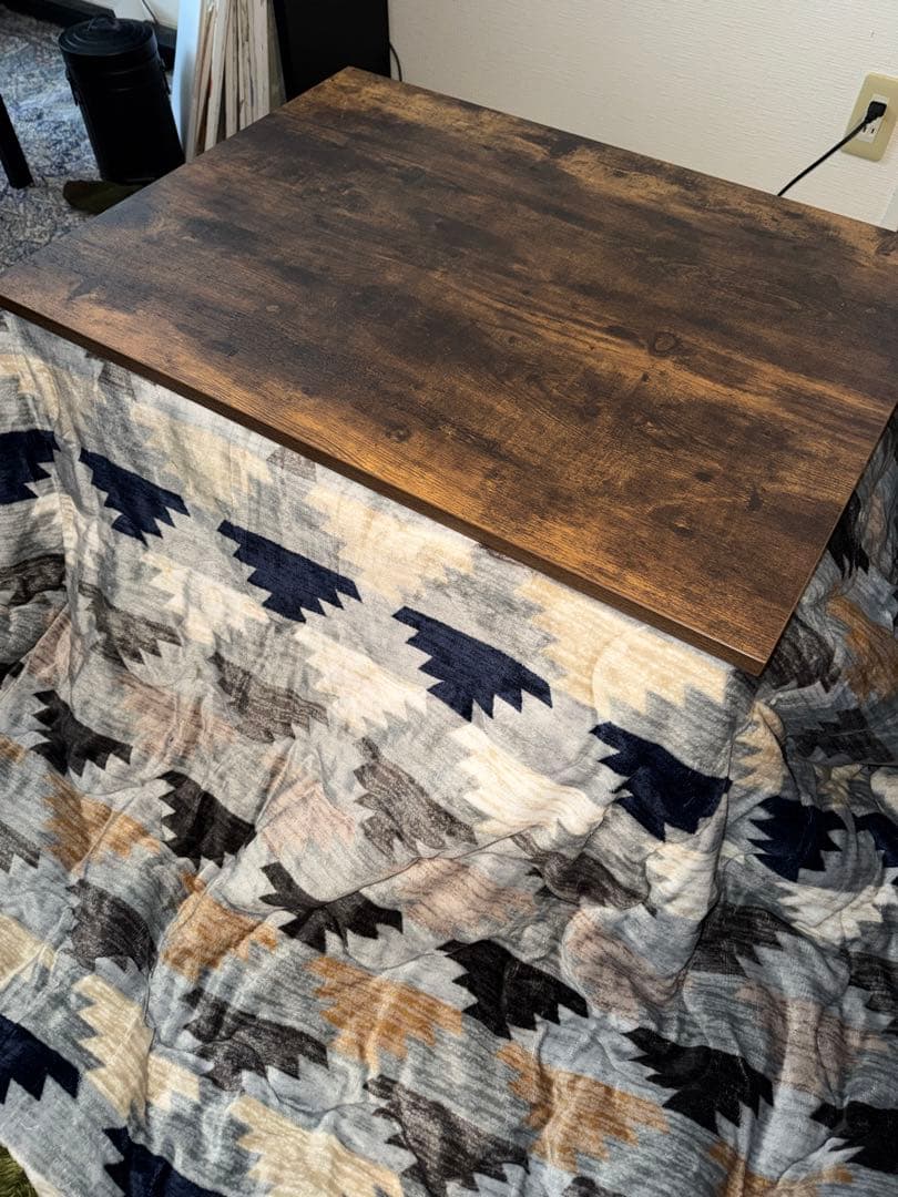 ニトリ　ダークブラウン木製こたつセット