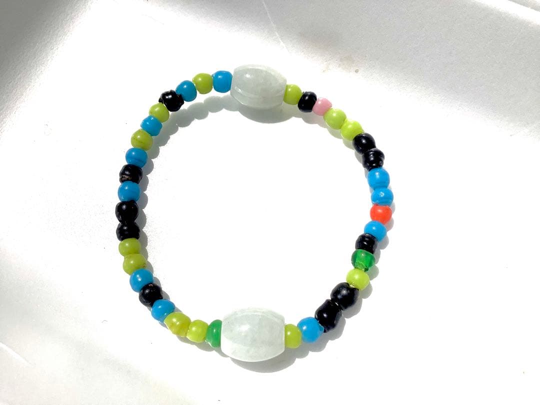 蔵出‼️ガラス玉　日本製超アンティークとんぼ&糸魚川翡翠樽型ブレスレット小物パーツ