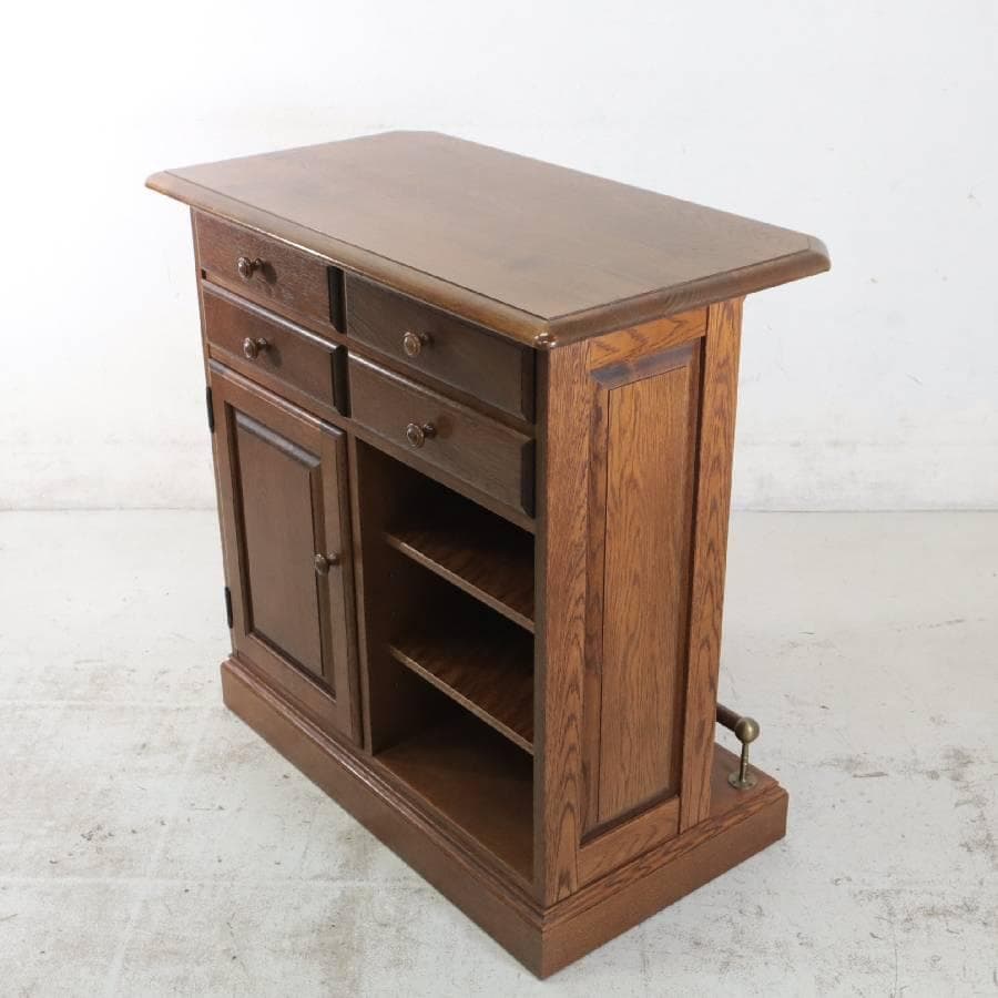 葉山ガーデン オーク材 収納付き カウンターテーブル 幅90cm ホームバー