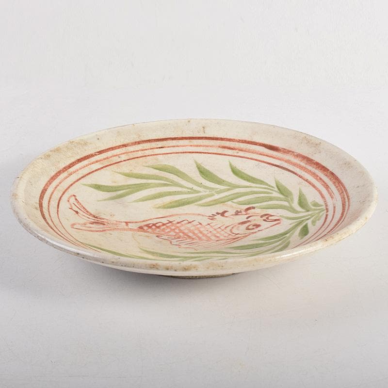 中国　赤絵　魚藻文盤　皿　V　R8757