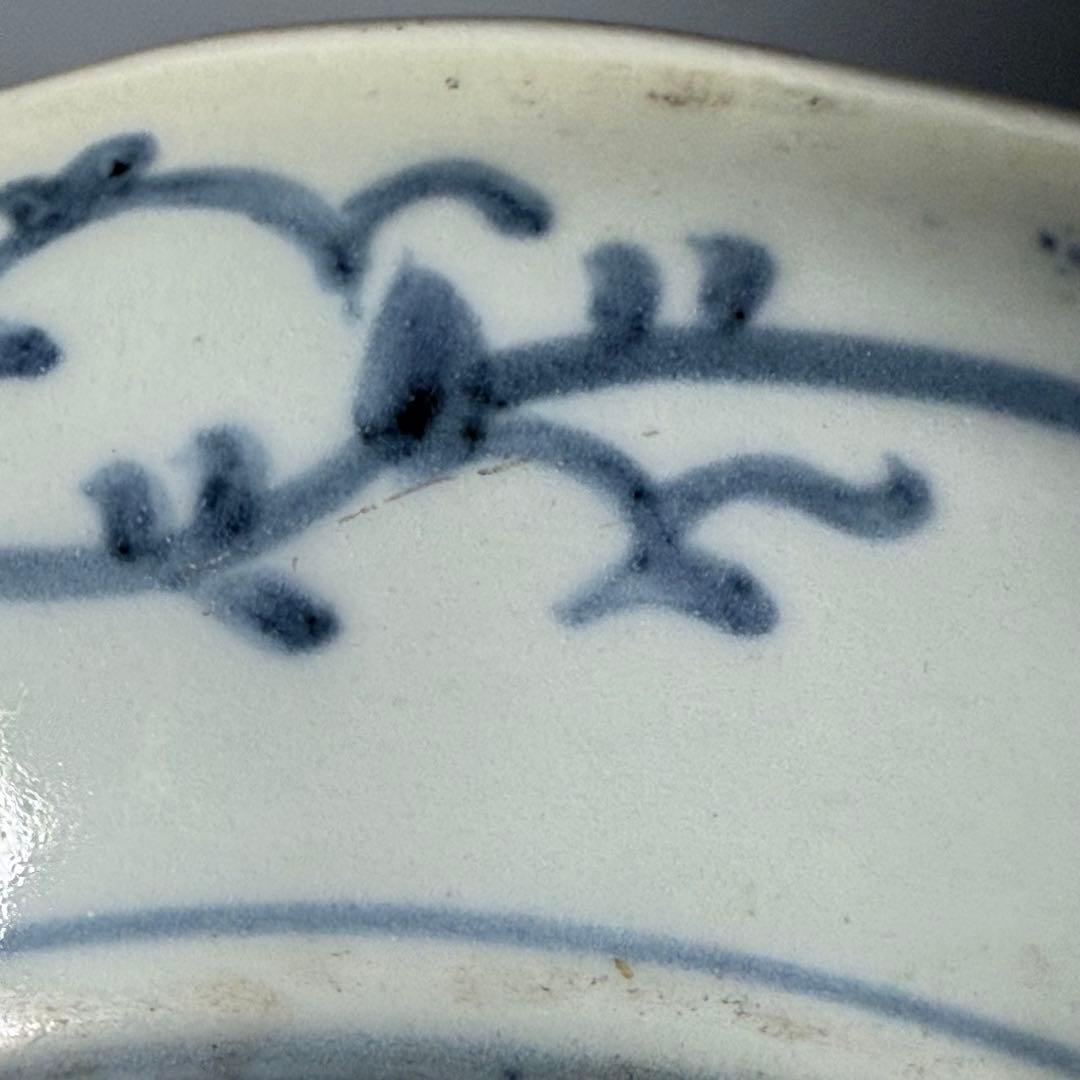 古伊万里　染付竹林蛸唐草文七寸皿　六枚　大明成化年製　名品　江戸中期　古美術