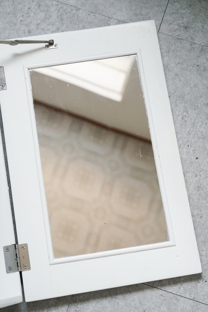 vintage サイドテーブル ミラー付きワゴン/収納 ミニマル