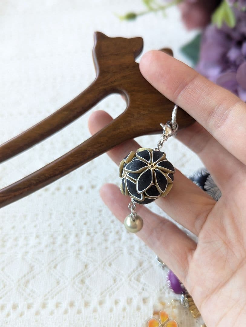 みなちんさま専用　サンダルウッド猫のかんざし〈取り替えチャーム8種〉