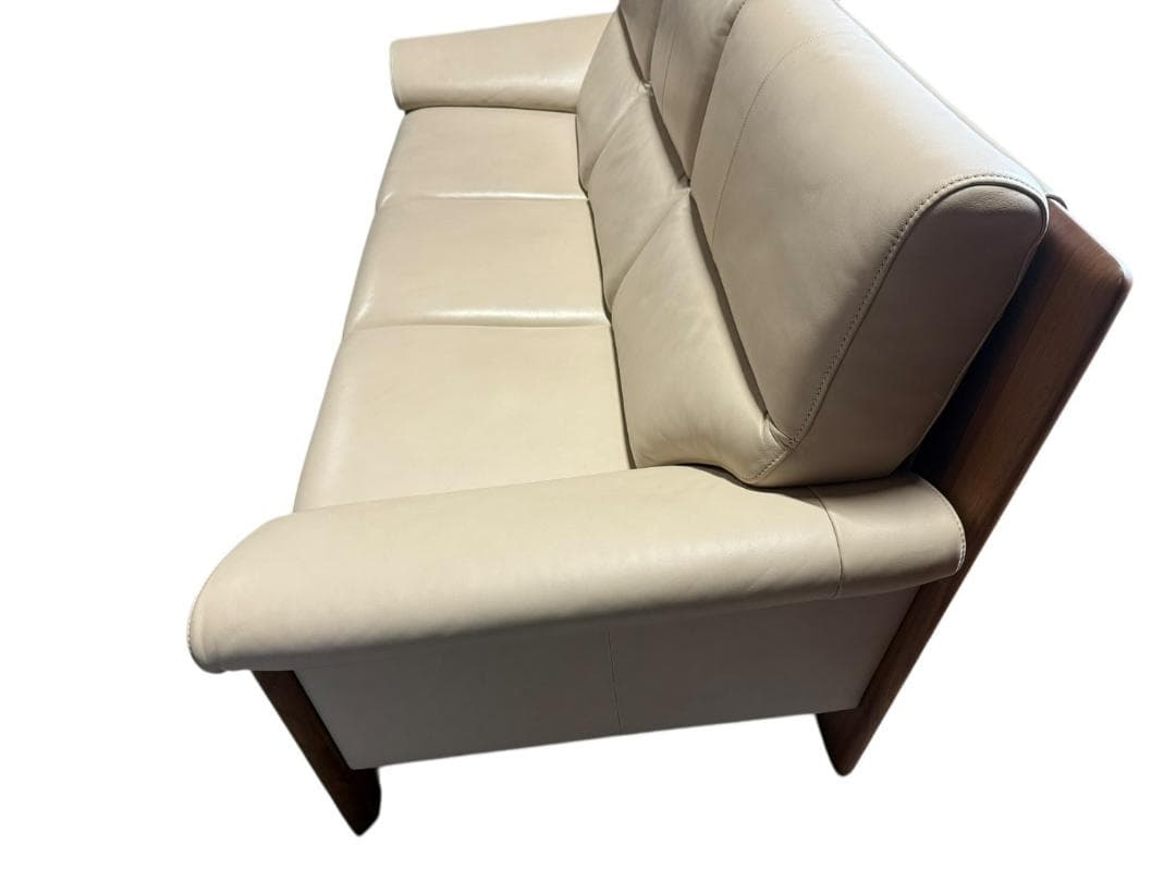 ◻【美品】karimoku 3人掛けソファ 本革張り ZU4853 ソファのみ