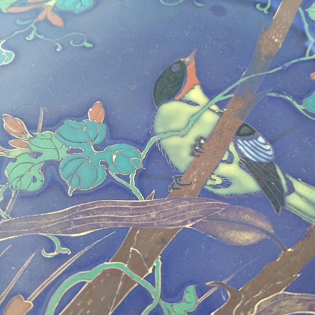 （希少）　明治伊万里　オールド香蘭社？　瑠璃花鳥菱形変形皿　　有田焼