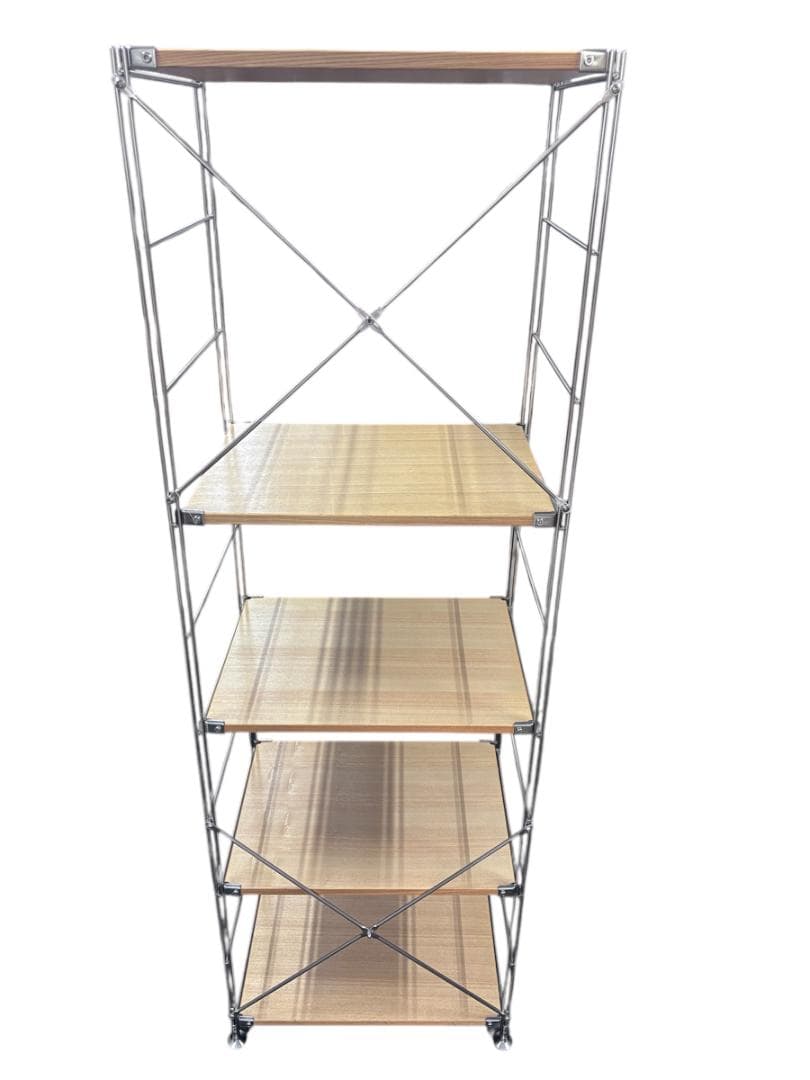 【中古】無印良品　ステンレスユニットシェルフ　オーク材棚セット