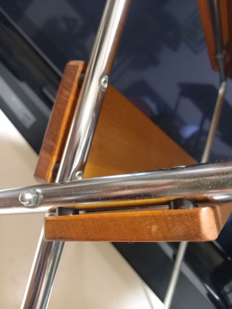 1980's　ミッドセンチュリー　モダン　メタル　ウッド　折り畳み式　テーブル