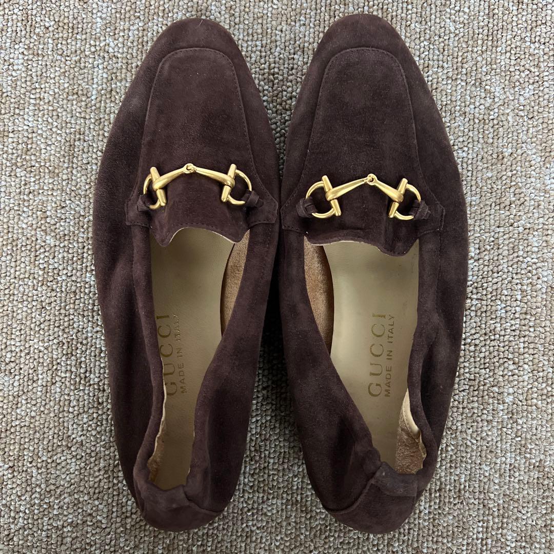 GUCCIブラウン スエード ローファー MADE IN ITALY37.5
