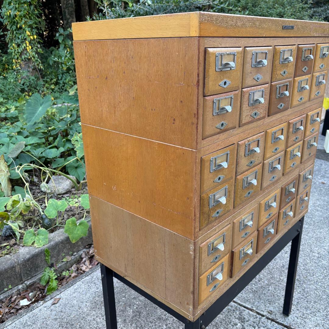 昭和レトロ　伊藤伊　積重型カード容器　30引出し　図書館　収納棚　カードケース